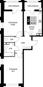 58,6 м², 2-комнатная квартира 6 914 800 ₽ - изображение 29