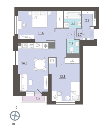 58,2 м², 2-комнатная квартира 9 294 540 ₽ - изображение 19