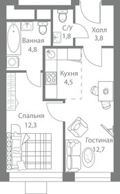 29,8 м², 2-комнатная квартира 8 100 000 ₽ - изображение 57