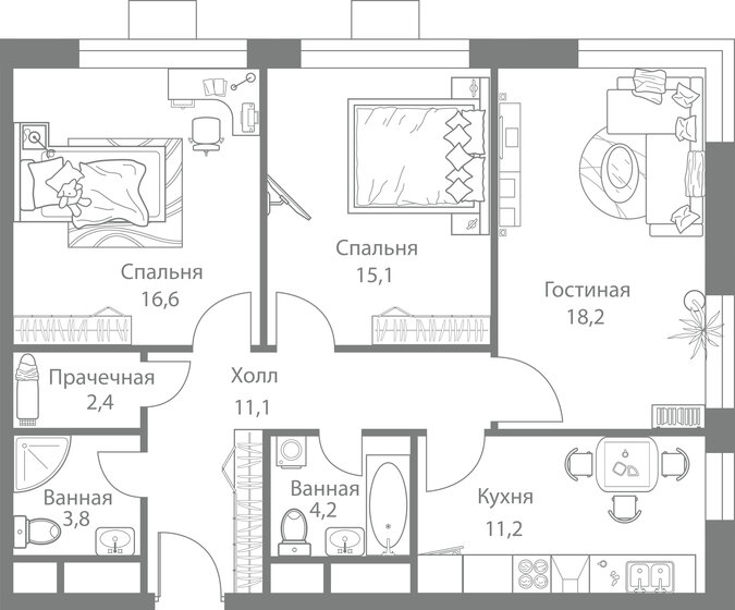 82,6 м², 3-комнатная квартира 20 732 600 ₽ - изображение 6