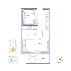 Квартира 25,3 м², 1-комнатная - изображение 1