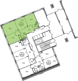 Квартира 74,7 м², 3-комнатная - изображение 2