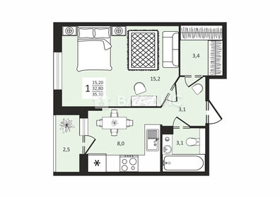 35,2 м², 1-комнатная квартира 7 500 000 ₽ - изображение 56