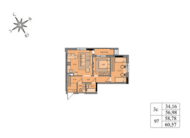 58,8 м², 3-комнатная квартира 5 050 000 ₽ - изображение 11