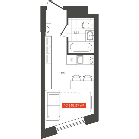 19,4 м², 1-комнатные апартаменты 4 850 000 ₽ - изображение 19