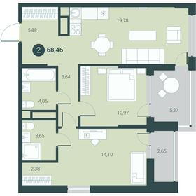 Квартира 68,5 м², 2-комнатная - изображение 1