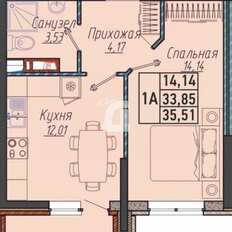 Квартира 34 м², 1-комнатная - изображение 2