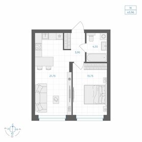 Квартира 44 м², 1-комнатная - изображение 1