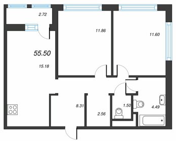 Квартира 55 м², 2-комнатная - изображение 1