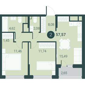 57,6 м², 2-комнатная квартира 8 780 000 ₽ - изображение 4