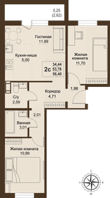 54 м², 3-комнатная квартира 5 478 970 ₽ - изображение 22
