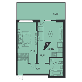 Квартира 52,9 м², 1-комнатная - изображение 1