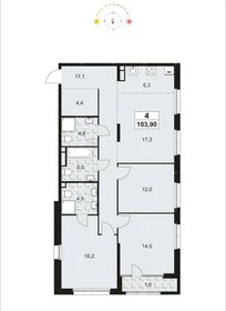 Квартира 103,9 м², 4-комнатная - изображение 1