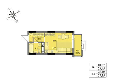 Квартира 25,4 м², студия - изображение 1