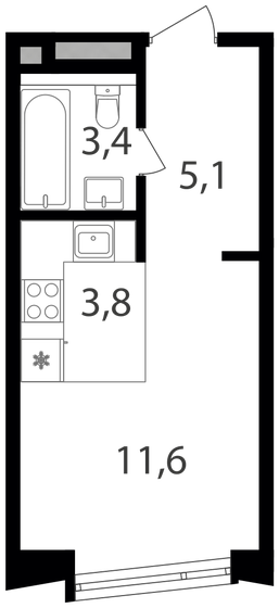 23,9 м², квартира-студия 13 290 790 ₽ - изображение 1