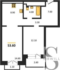 Квартира 53,6 м², 1-комнатная - изображение 1