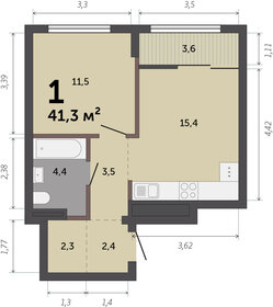 38,9 м², 1-комнатная квартира 6 700 000 ₽ - изображение 41