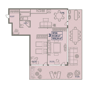 Квартира 109,2 м², 3-комнатные - изображение 1