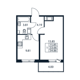 Квартира 34,9 м², 1-комнатная - изображение 5