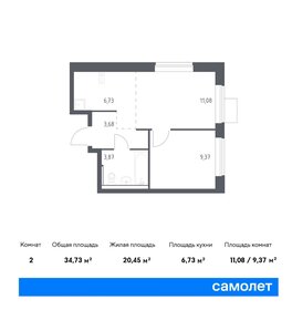 34,7 м², 1-комнатная квартира 6 453 897 ₽ - изображение 1