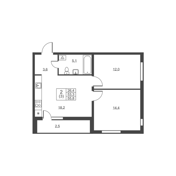 55,8 м², 2-комнатная квартира 6 842 600 ₽ - изображение 40