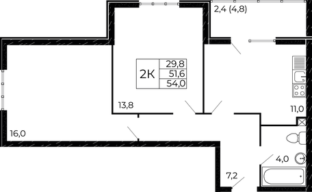 56 м², 2-комнатная квартира 7 300 000 ₽ - изображение 38