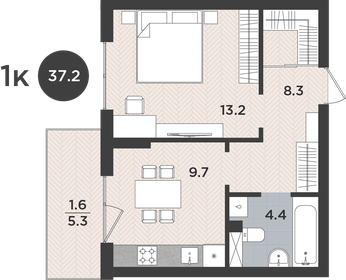 39,1 м², 1-комнатная квартира 4 270 000 ₽ - изображение 1