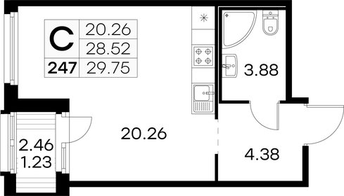 Квартира 29,8 м², студия - изображение 1