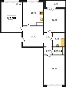Квартира 82,9 м², 3-комнатная - изображение 1