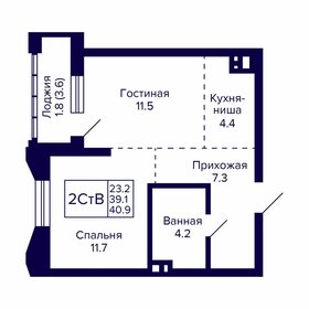 40,5 м², 2-комнатная квартира 8 221 500 ₽ - изображение 88