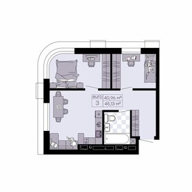 Квартира 45,1 м², 3-комнатная - изображение 1