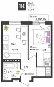 Квартира 32,6 м², 1-комнатная - изображение 1