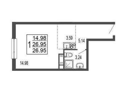 Квартира 27 м², студия - изображение 1