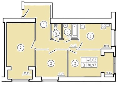 55 м², 3-комнатная квартира 3 900 000 ₽ - изображение 76