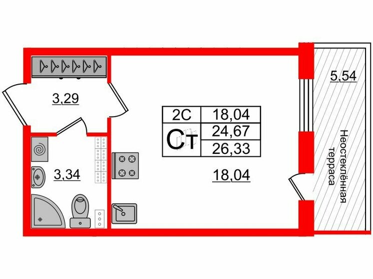 24,7 м², квартира-студия 4 800 023 ₽ - изображение 6