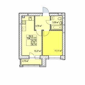 Квартира 36,1 м², 1-комнатная - изображение 1