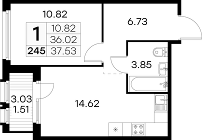 37,6 м², 1-комнатная квартира 7 219 999 ₽ - изображение 39