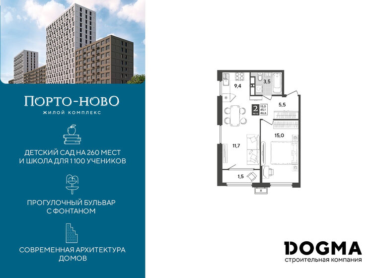 54,2 м², 1-комнатная квартира 9 800 000 ₽ - изображение 79