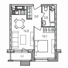 32 м², 1-комнатная квартира 6 080 000 ₽ - изображение 13