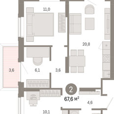 Квартира 67,6 м², 3-комнатная - изображение 3