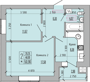 49 м², 2-комнатная квартира 3 250 000 ₽ - изображение 108