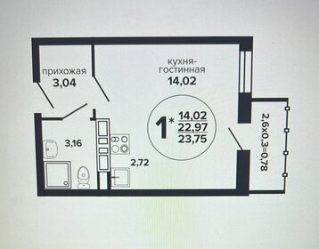 Квартира 23,8 м², студия - изображение 1