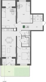 Квартира 122,1 м², 3-комнатная - изображение 2