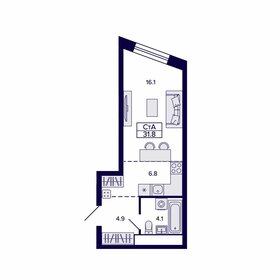 Квартира 31,8 м², студия - изображение 1