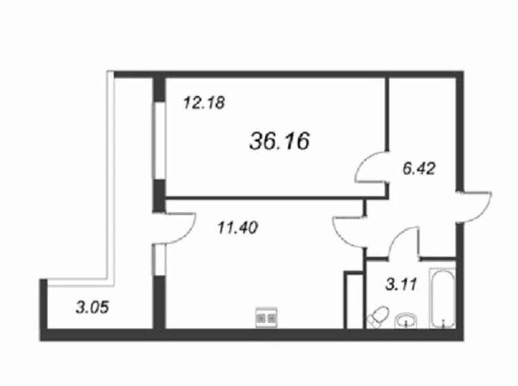 34,1 м², 1-комнатная квартира 7 812 000 ₽ - изображение 1