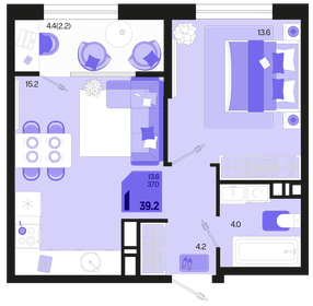 38 м², 1-комнатная квартира 6 500 000 ₽ - изображение 87