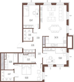 134,4 м², 3-комнатная квартира 46 500 000 ₽ - изображение 97