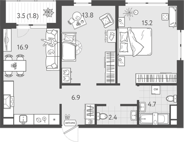 76,9 м², 4-комнатная квартира 9 000 000 ₽ - изображение 71