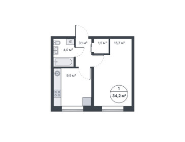 Квартира 34,1 м², 1-комнатная - изображение 3