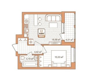 Квартира 38,5 м², 1-комнатная - изображение 1